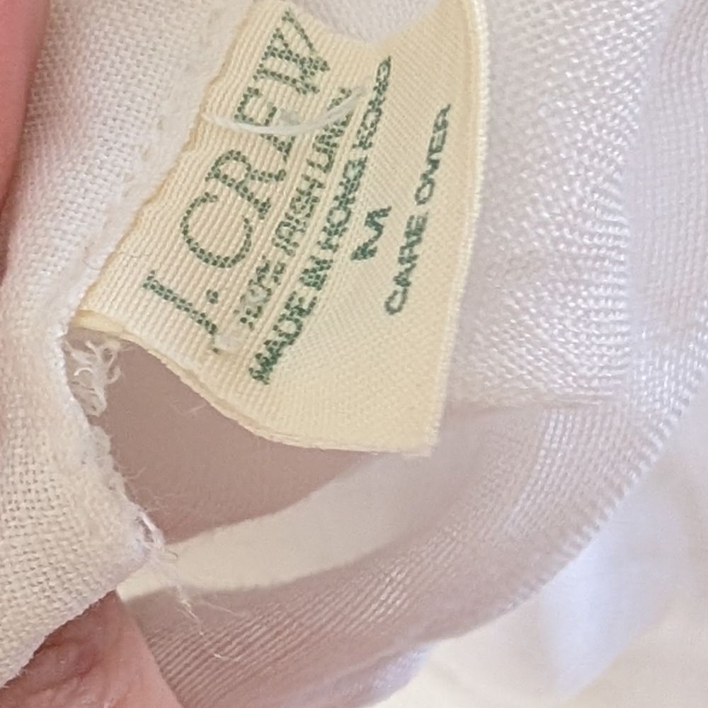 Vintage Women's J.Crew linen tunic blouse, early 1990s White Thin Medium - Picture 8 of 8
